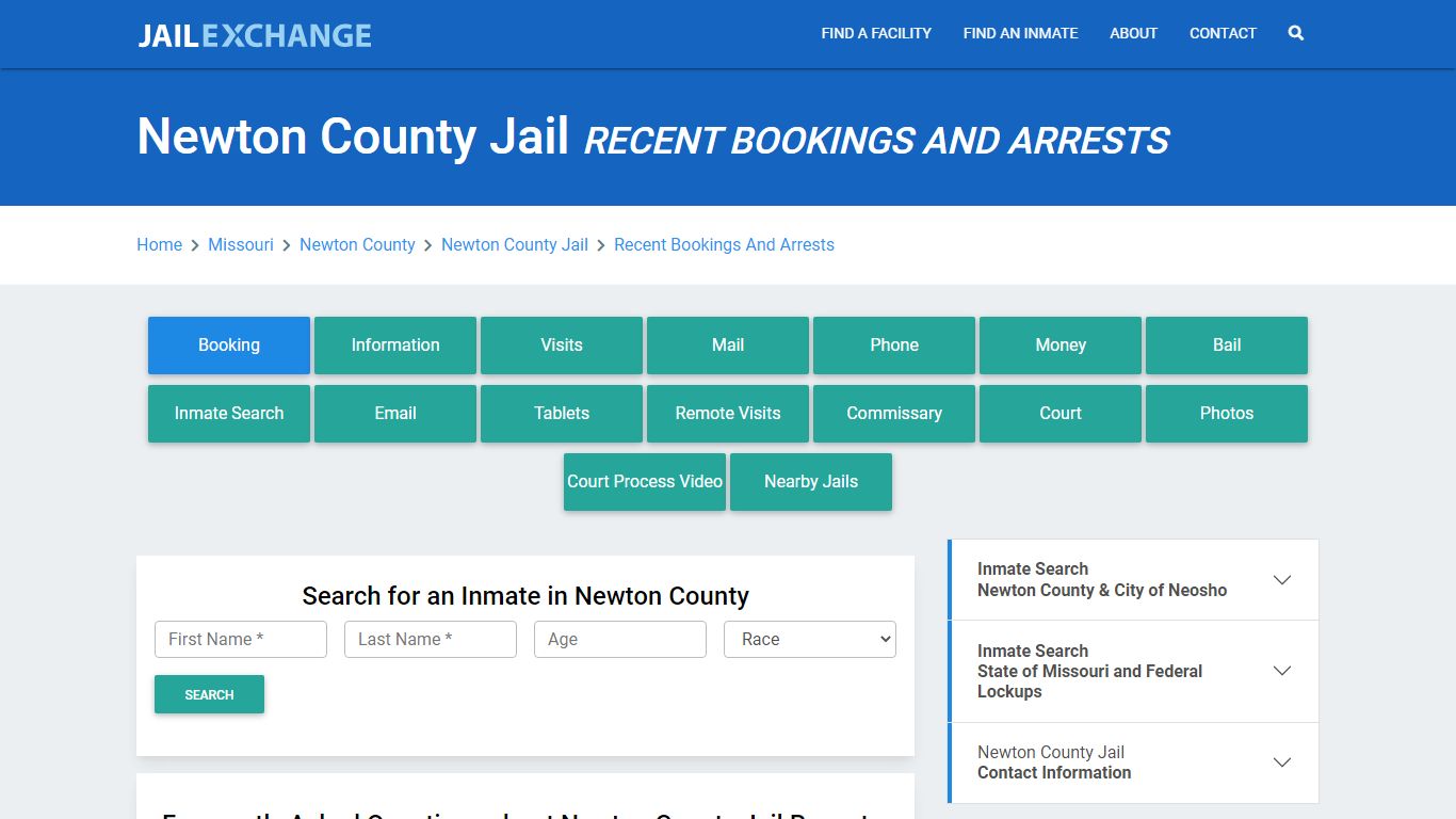 Newton County Jail MO Recent Arrests and Bookings - Jail Exchange